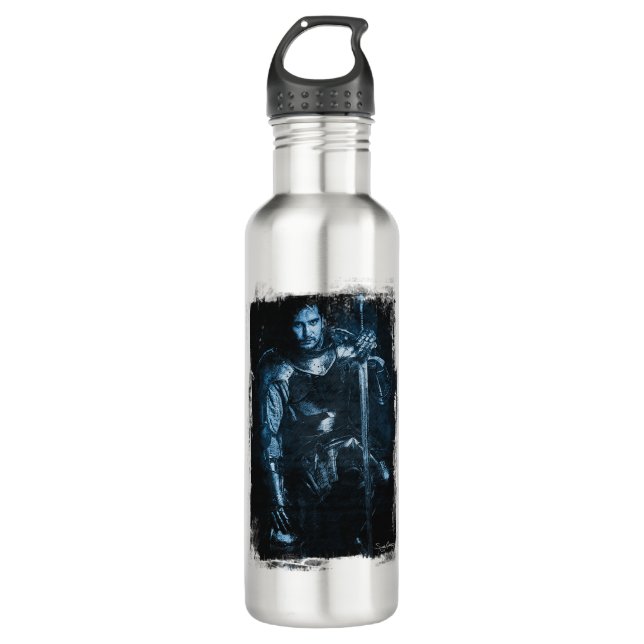 Fantasy Medieval Warrior In Armour Illustration  Water Bottle (Front)