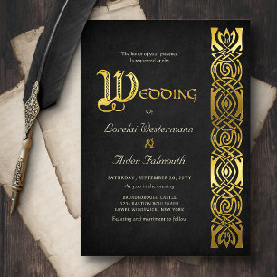 Fantasy Medieval Wedding Foil Invitation