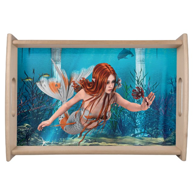 Fantasy Mermaid and Sea Lily Serving Tray (Front)