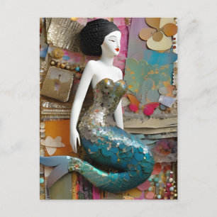 Fantasy Mermaid Collage Postcard