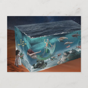 Fantasy Mermaid Ocean Cube  Postcard