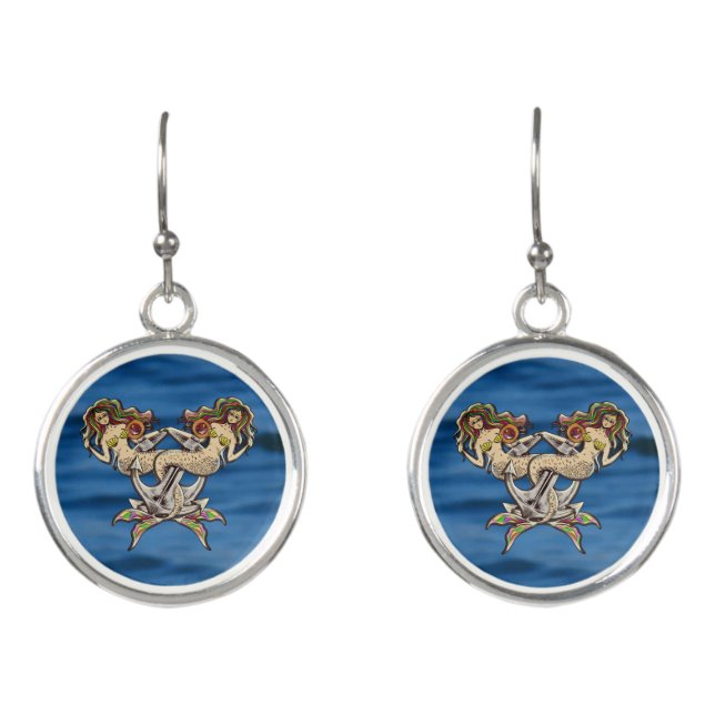 Fantasy Mermaid Ocean Earrings (Front)