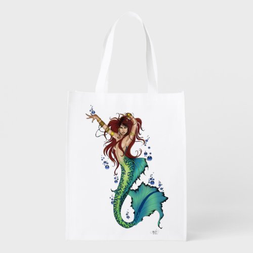 Fantasy Mermaid Teal Tail Grocery Bag