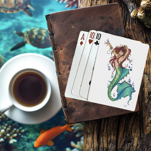 Fantasy Mermaid Teal Tail Poker Cards