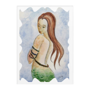 Fantasy Mermaid Watercolor  Acrylic Print