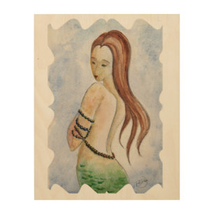 Fantasy Mermaid Watercolor Wood Wall Art