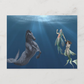 Fantasy Mermaids Hippocampus Mythical Sea Creature Postcard