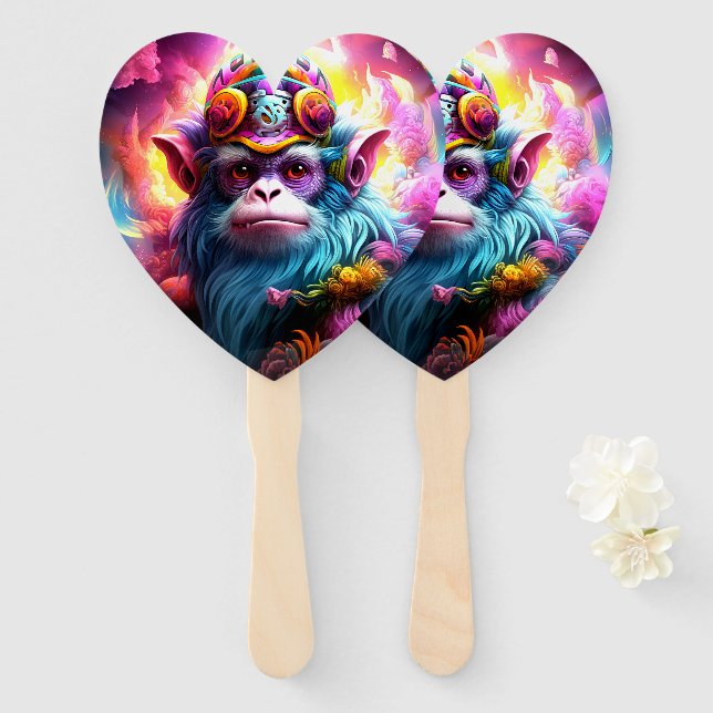 Fantasy Monkey Hand Fan (Front and Back)