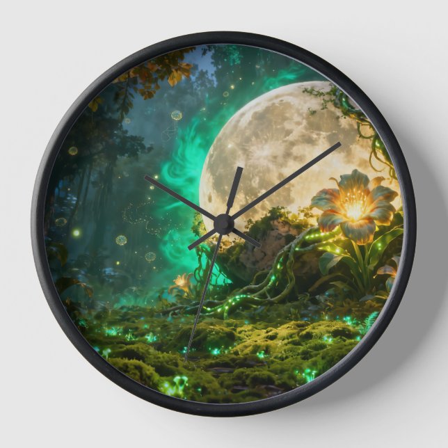 Fantasy Moon Forest Wall Clock (Front)