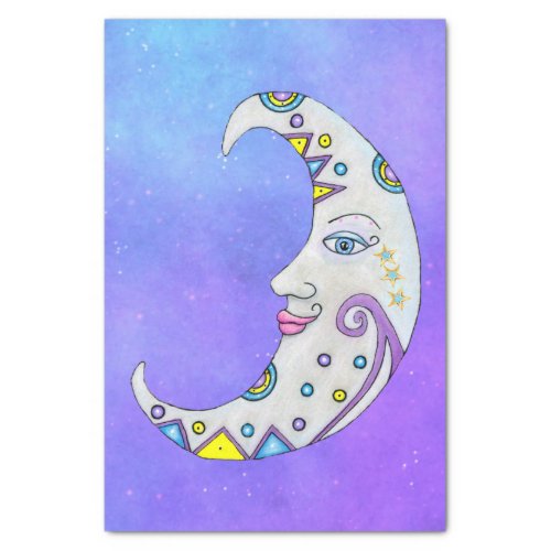 Fantasy Moon Pretty Face Bright Colorful Markings Tissue Paper