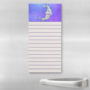 Fantasy Moon Pretty Face Decorations Purple Sky Magnetic Notepad