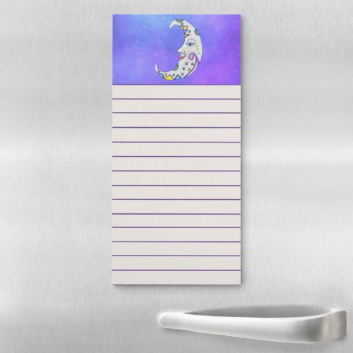 Fantasy Moon Pretty Face Decorations Purple Sky Magnetic Notepad