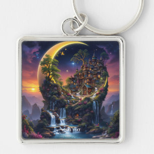 Fantasy Moon Waterfall Forest Keychain