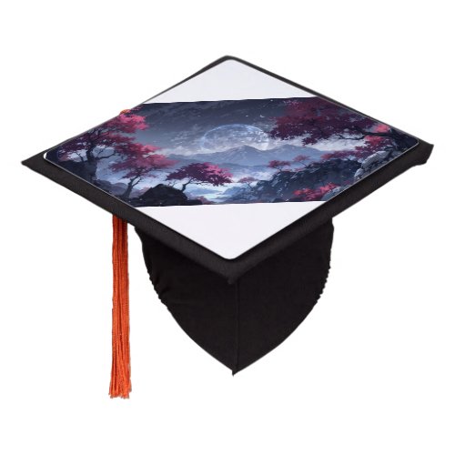 Fantasy Moonlit Landscape Grad Cap Tassel Topper