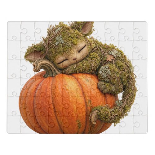 Fantasy Moss Creature Hugging Pumpkin Puzzle