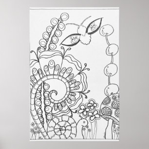 Fantasy moth, flower Coloring poster 16" x24"