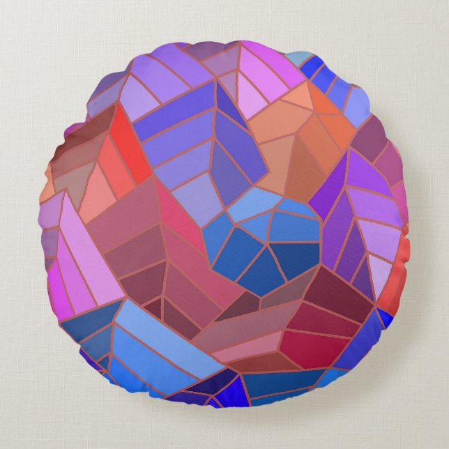 Fantasy Mountains View from the Sky Round Pillow (Front)