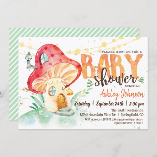 Fantasy Mushroom Baby Shower invitation