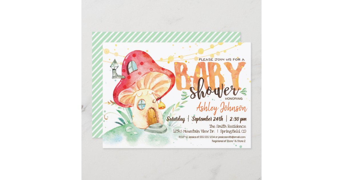 Magical Mushroom Baby Shower Invitations