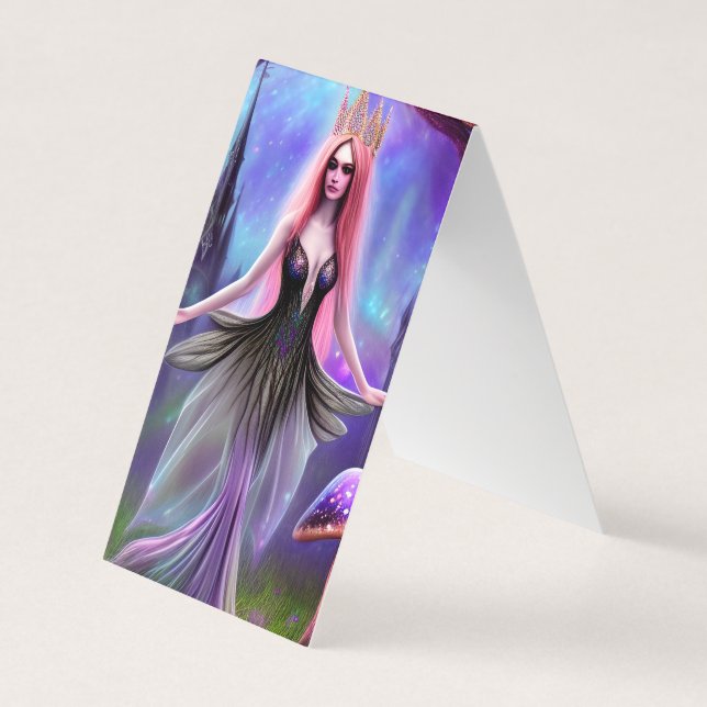 Fantasy Mushroom Enchanted Forest Fairy Princess Business Card (Front)