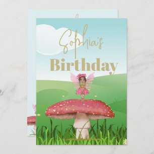 Fantasy Mushroom Fairy Birthday Custom Invitation
