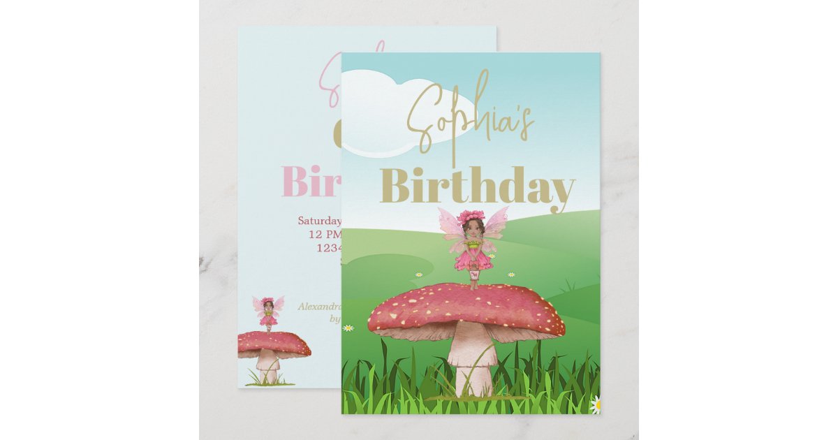 Fantasy Mushroom Fairy Birthday Custom Invitation | Zazzle