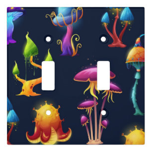 Fantasy Mushroom Forest Pattern – Colorful Magical Light Switch Cover