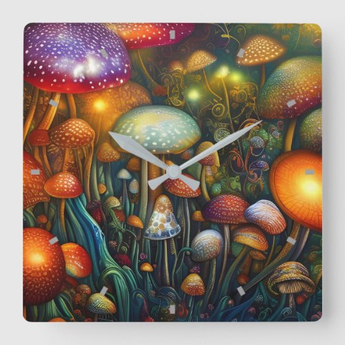 Fantasy Mushrooms Wall Clock