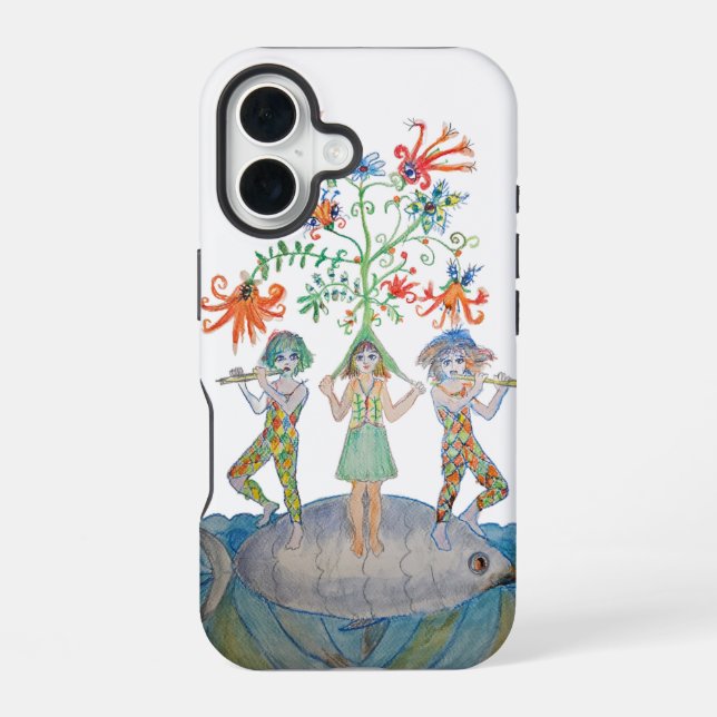 Fantasy Musicians on a Giant Fish iPhone Case (Back)