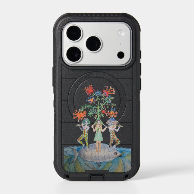 Fantasy Musicians on a Giant Fish Otterbox iPhone Case (Back)