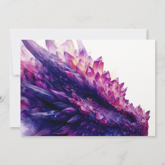 Fantasy Mystical Amethyst Crystal Dragon Beast Holiday Card (Front)