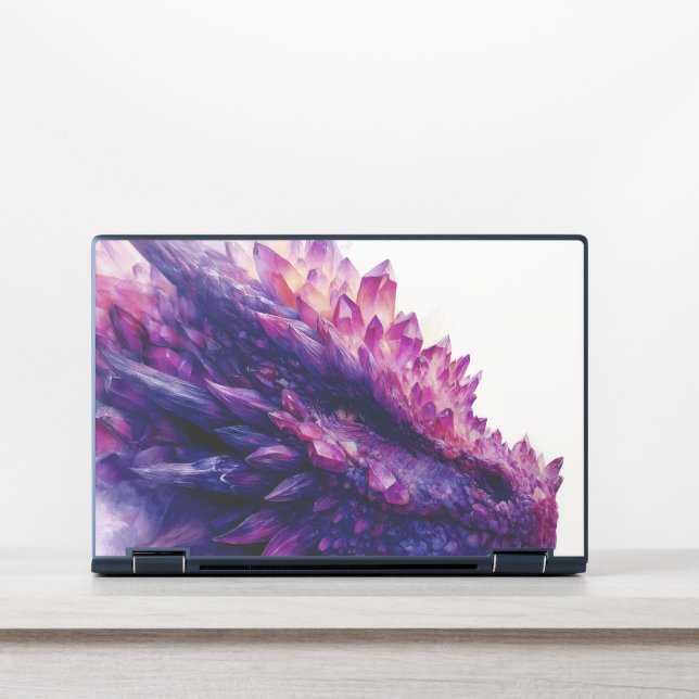 Fantasy Mystical Amethyst Crystal Dragon Beast HP Laptop Skin (Front)