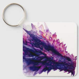 Fantasy Mystical Amethyst Crystal Dragon Beast Keychain