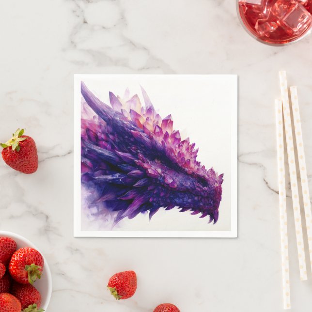 Fantasy Mystical Amethyst Crystal Dragon Beast Napkins (Insitu)