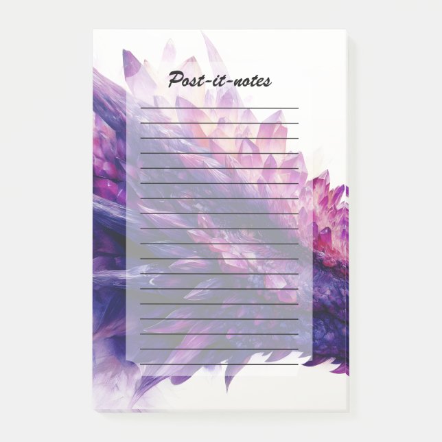 Fantasy Mystical Amethyst Crystal Dragon Beast Post-it Notes (Front)