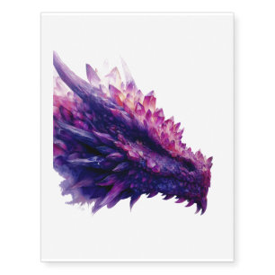 Fantasy Mystical Amethyst Crystal Dragon Beast Temporary Tattoos