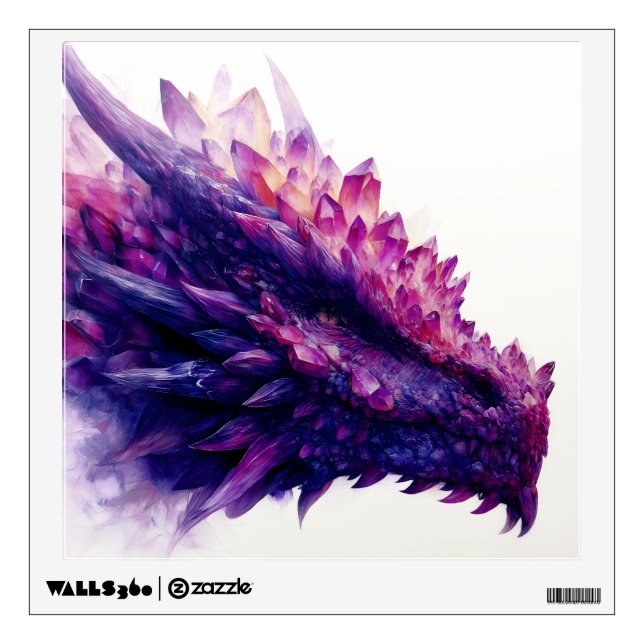 Fantasy Mystical Amethyst Crystal Dragon Beast Wall Decal (Front)