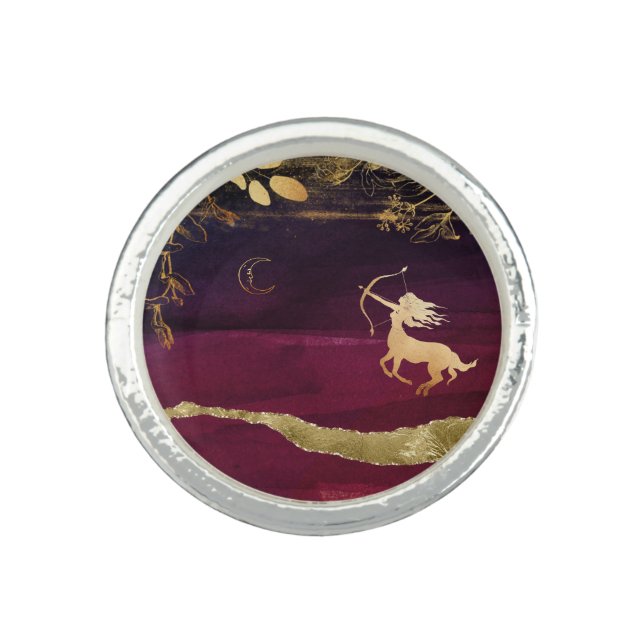 *~* Fantasy Mystical Archer Botanical  Cosmic Moon Ring (Front)