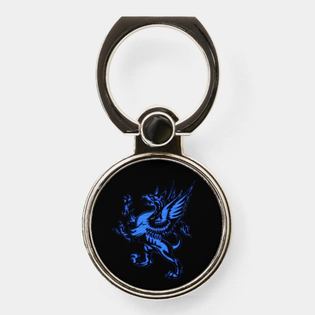 Fantasy Mythical Blue Griffin Phone Ring Stand (Front)