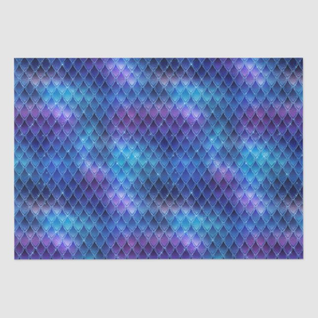 Fantasy Mythical Blue & Purple Dragon Scale Tissue Paper (Front)