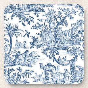 Fantasy Mythical Creatures Vintage Toile-Blue Beverage Coaster
