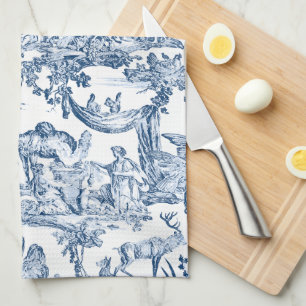 Fantasy Mythical Creatures Vintage Toile-Blue Kitchen Towel