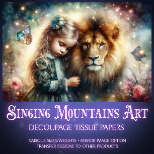 Fantasy Narnia Lion Friend and Girl Decoupage Tissue Paper