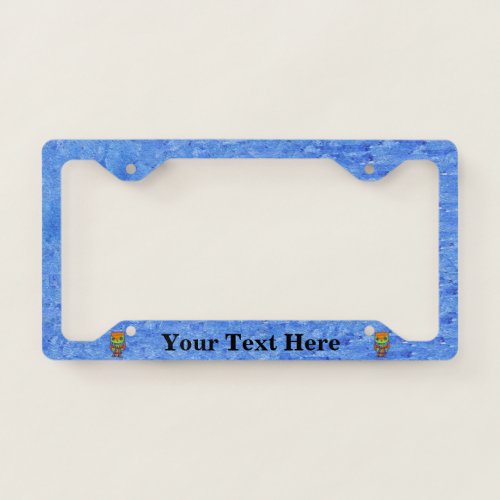 Fantasy Neon Colors Abstract Owl Blue License Plate Frame