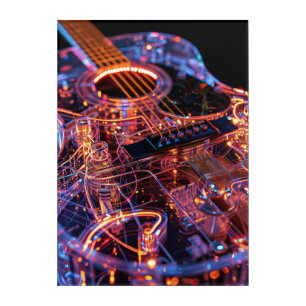 Fantasy Neon Electro-Acoustic Guitar Digital Art