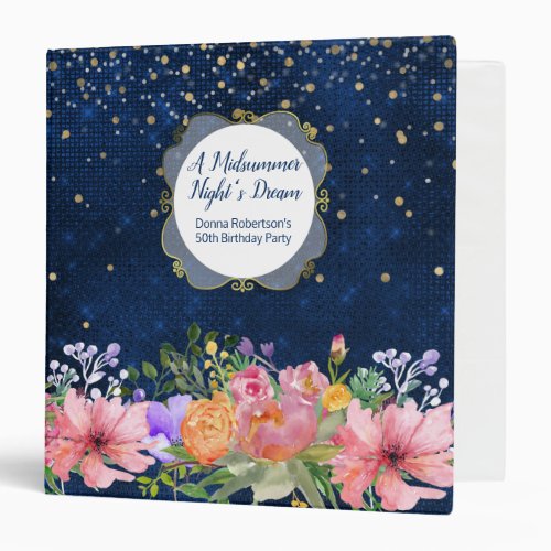 Fantasy Night Time Flower Garden Personalized 3 Ring Binder