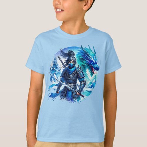 Fantasy Ninja and Ice Dragon T_Shirt
