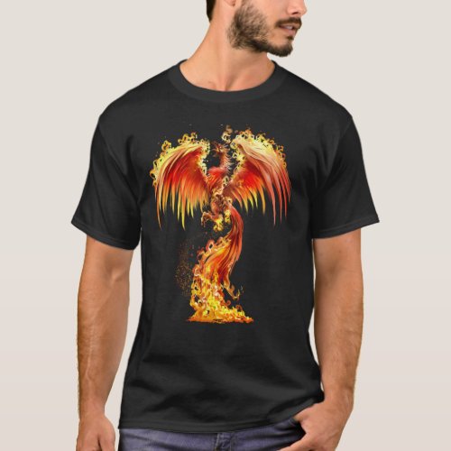 Fantasy Orange Fire Phoenix Rises From The Fiery A T_Shirt