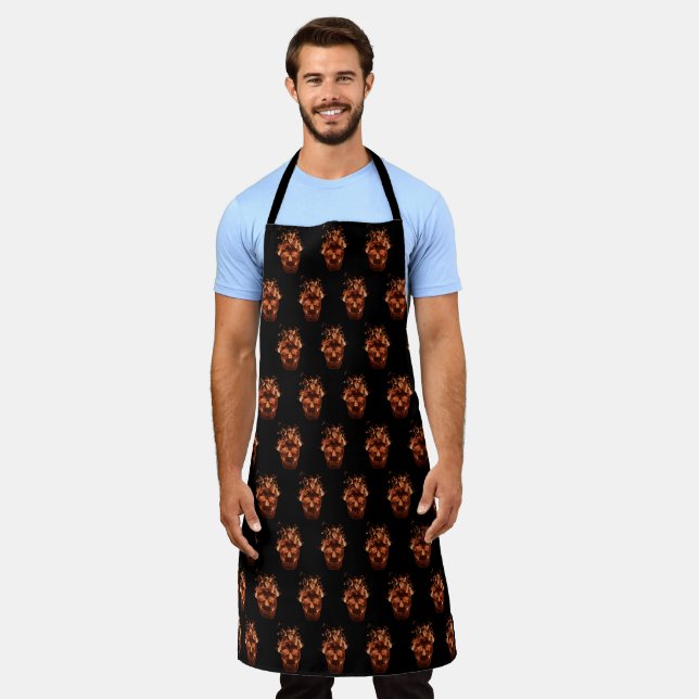 Fantasy Orange Flaming skull Apron (Worn)