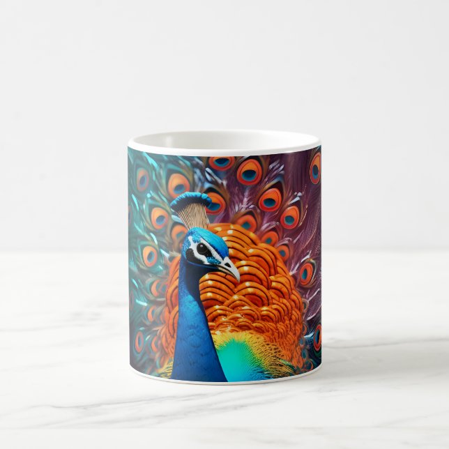 Fantasy Orange Peacock  Coffee Mug (Center)